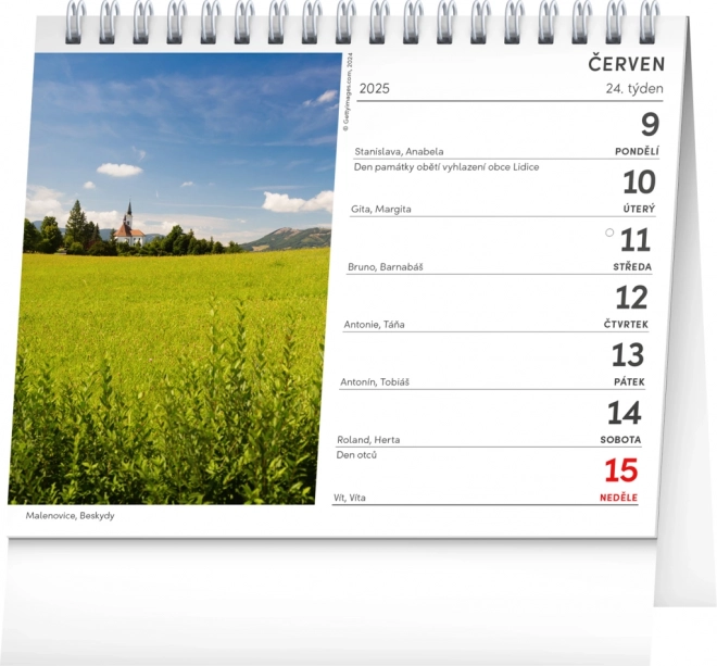 NOTIQUE Stolni kalendar Češke planine 2025, 16,5 x 13 cm