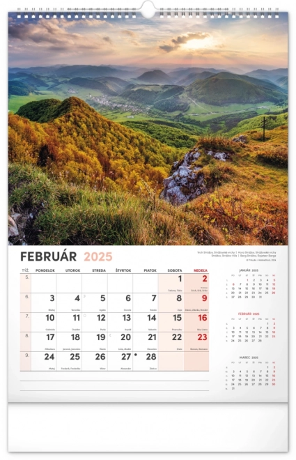 Zidni kalendar Naše Slovačka 2025, 33 × 46 cm