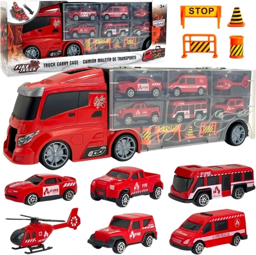 WOOPIE Vatrogasni transporter 3u1 Crveni 11 kom