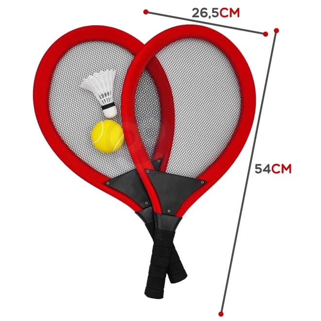 Velike rekete za tenis i badminton za djecu set s lopticom i košaricom