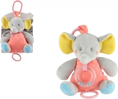 Glazbeni plišani slon breskvasto‑sivi 18 cm