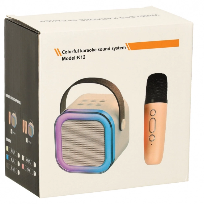 Karaoke set mikrofon + prijenosni zvučnik BLUETOOTH USB LED ružičasti