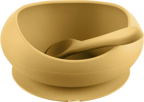 Silikonska zdjelica s povišenim rubovima i vakuumskom/prisavkom podlogom, Mustard Yellow