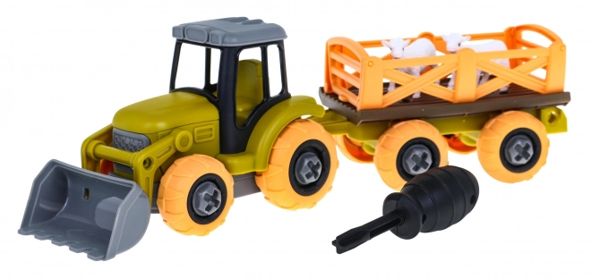 Traktor koji se može odviti s kašikom i prikolicom + odvijač + ovce Igračka za djecu 3+