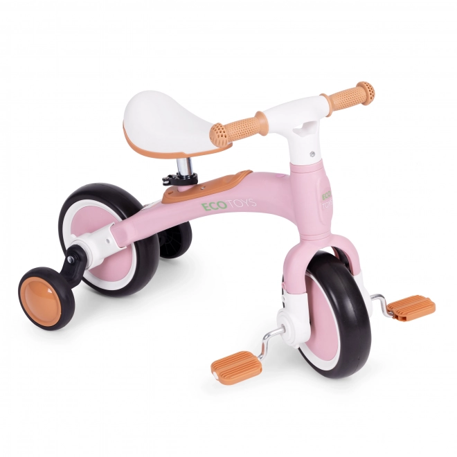 Balansni bicikl s pedalama - pomoćni kotačići za trening 3u1 ECOTOYS – Ružičasto