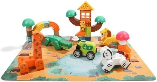 Drvene kocke i slagalica - Safari Top Bright
