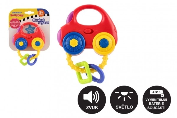 Zvečka auto plast 10x11cm na baterije sa zvukom, svjetlom na kartici 3m+