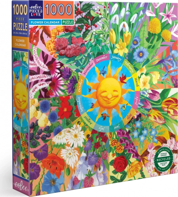 Kvadratna puzzle eeBoo Cvjetni kalendar 1000 dijelova