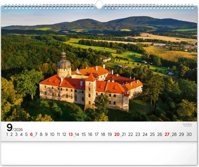 Zidni kalendar Panoramata Češke 2026