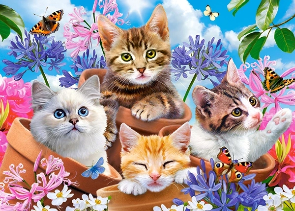 Dječje Puzzle Mačići s Cvijećem