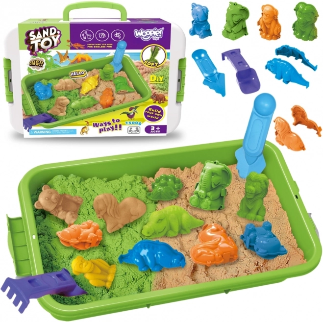Kinetički pijesak WOOPIE 1,5 kg ZOO Safari set s kalupima