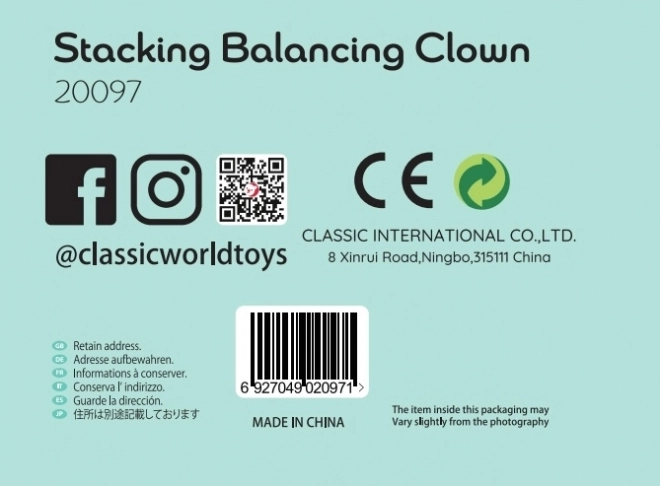 Drvena slagalica Klaun Balans Classic World
