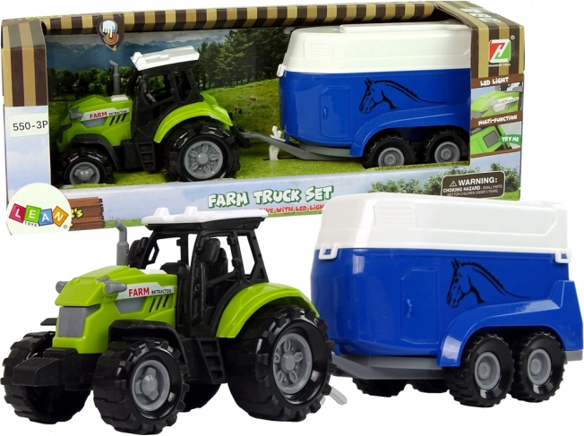 Traktor s prikolicom za konje sa zvukom, zeleni farmerski set