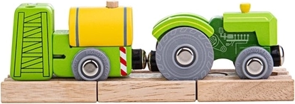 Bigjigs Rail traktor s prikolicom – zeleni
