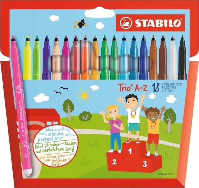 Flomasteri STABILO Trio A–Z – set od 18 boja