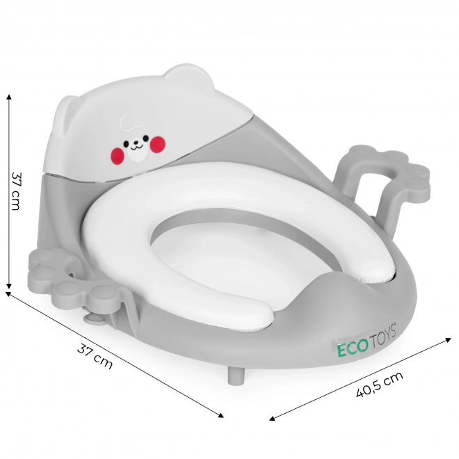 Dječje toaletno sjedalo s ručkama i mekim jastukom, sivo, ECOTOYS