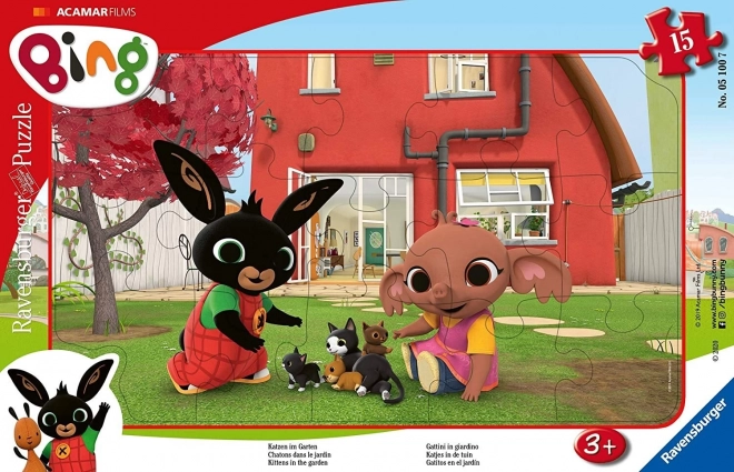 RAVENSBURGER Puzzle Bing: Mačići u vrtu 15 dijelova