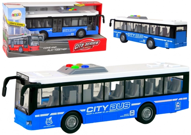 Interaktivni autobus na baterije sa svjetlima i zvukovima plavi 1:16