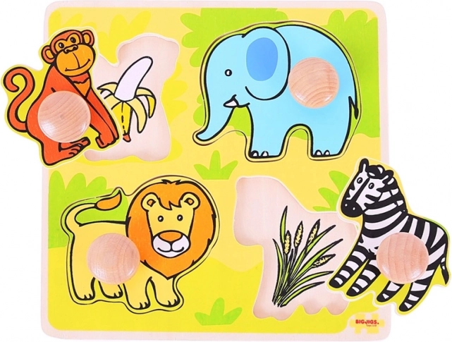 Bigjigs Toys moja prva umetaljka safari (drvena, 4 dijela)