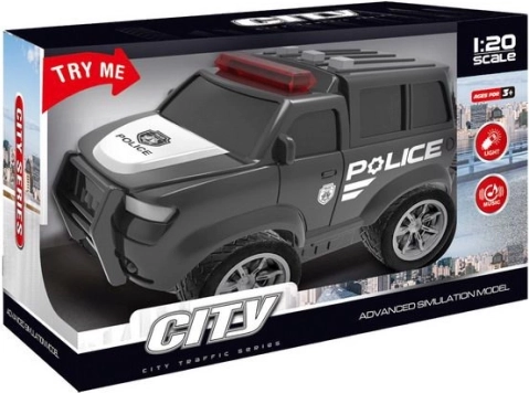 Policijski auto na inercijski pogon s efektima, crni 22,5 cm