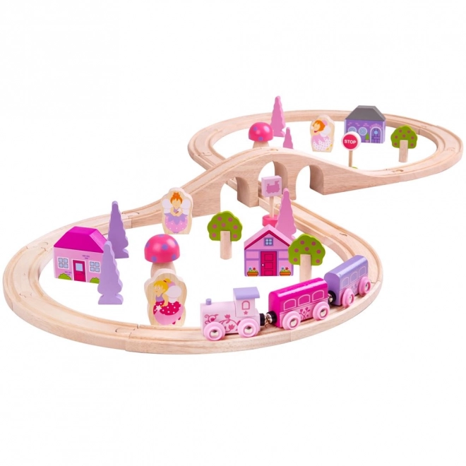 Bigjigs Rail Drvena vlakodromska osmica za princeze 35 dijelova