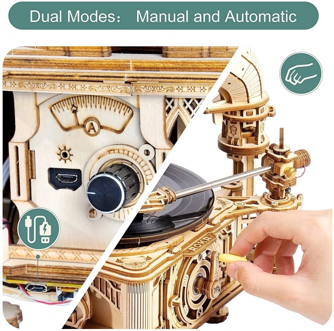 Rokr 3D drvene puzzle Klasični gramofon