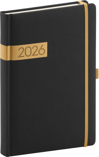 Dnevni planer Twill crno-zlatni 2026