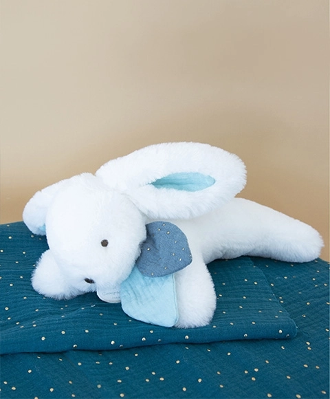 Doudou poklon set - plišani zeka s bijelom pomponom