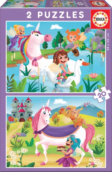 Puzzle EDUCA Jednorog i vile 2×20 dijelova