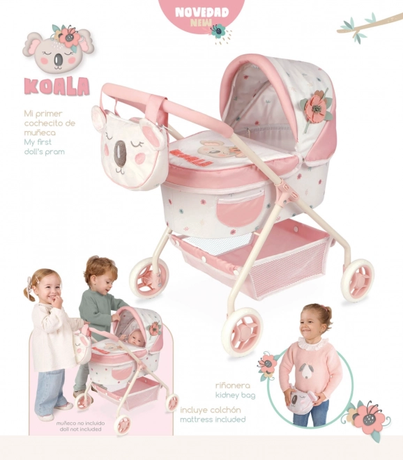 Moja prva kolica za lutke s torbom Koala 56 cm