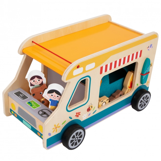 Tooky Toy drveni karavan s figurama za kampiranje