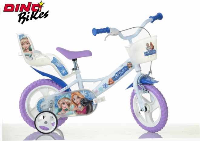 Dino Bikes dječji bicikl 12 snježna kraljica s košaricom i sjedalom za lutku