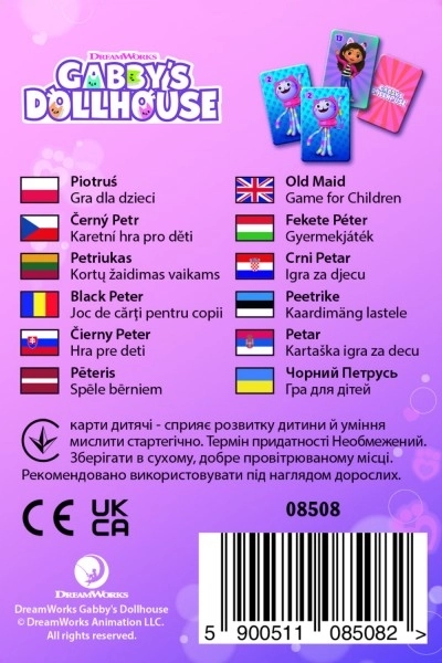 Kartaška igra Crni Petar s motivima kuće mačka Gabija