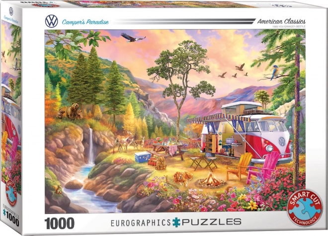 EUROGRAPHICS puzzle s motivom VW Bus – raj za kampere 1000 komada