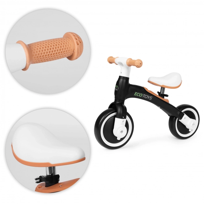 Bicikl s pedalama i pomoćnim kotačićima crni ECOTOYS