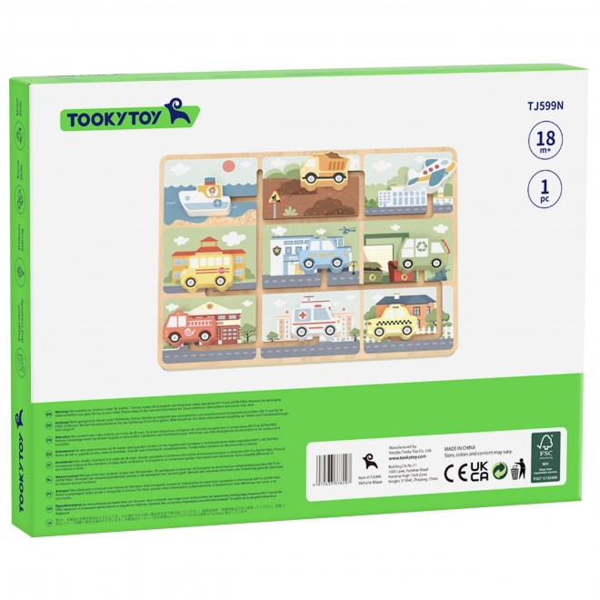 Drveno labirint s vozilima od Tooky Toy