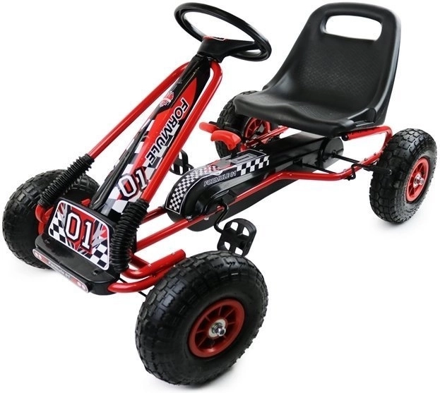 Karting na pedale s pneumatskim gumama + Podesivo sjedalo – Crvena
