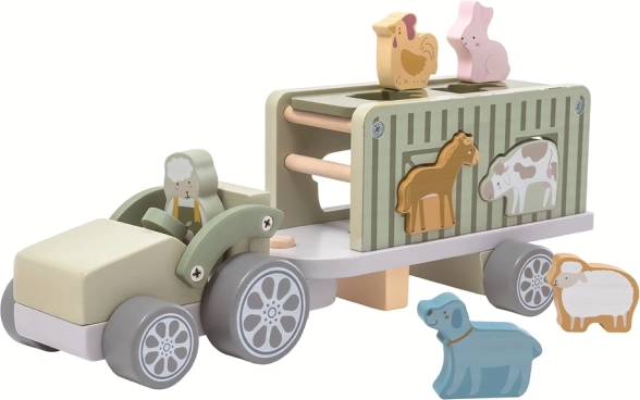 2Kids Toys drveni auto sa životinjama i umetaljkom