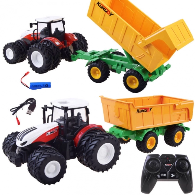 Traktor na daljinsko upravljanje s gumenim kotačima + prikolica RC0601