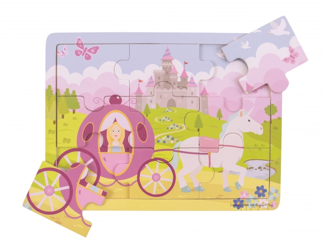 Bigjigs Toys Drvene puzzle princeza s kočijom