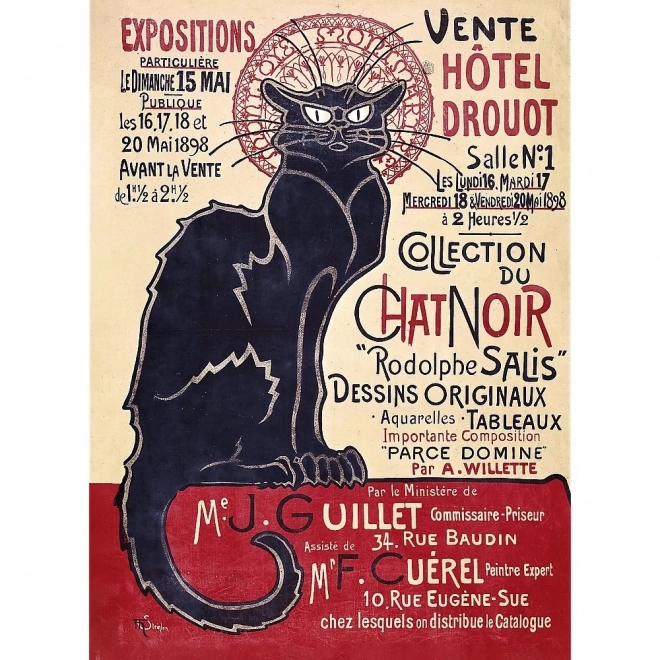 Drvene puzzle Art: Steinlen - Crna mačka, 200 dijelova