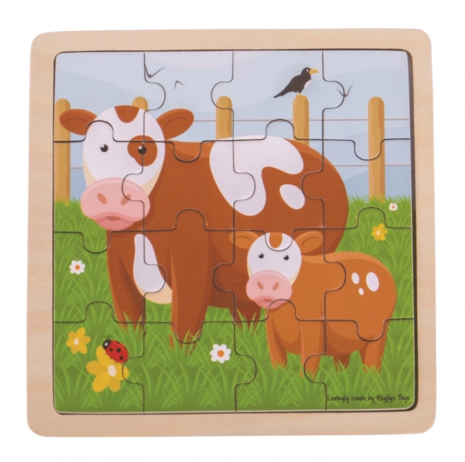 Bigjigs Toys puzzle - Kravička s telićem