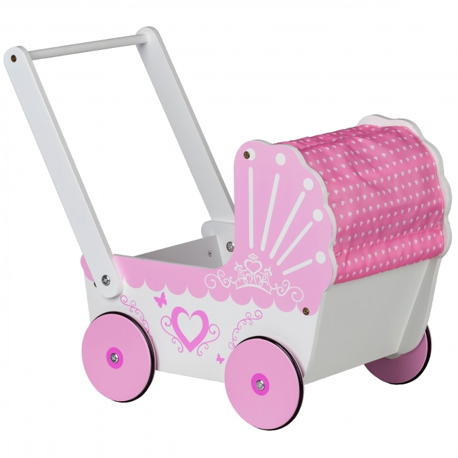 EcoToys Drveni dječji kolica za lutke Pink Heart