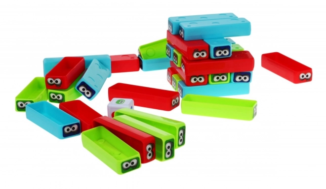 Mini arkadna igra Jenga za djecu 3+ Slaganje tornjeva + 30 obojenih kocaka + kockice