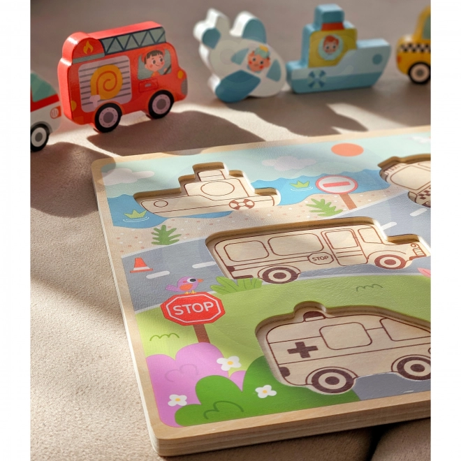 Drvene puzzle Montessori grad