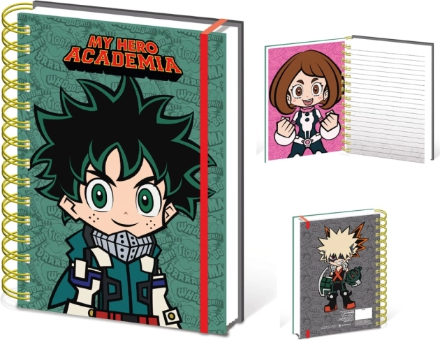 my hero academia chibi bilježnica a5 s spiralnim uvezom