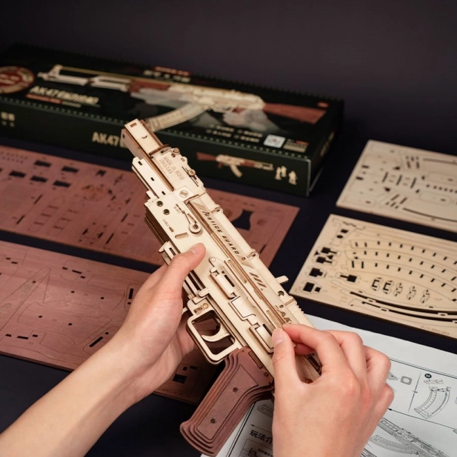 RoboTime 3D Drvene mehaničke slagalice Napadačka puška AK-47