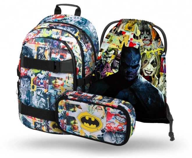 BAAGL 3 SET Skate Batman Comics: ruksak, pernica, vrećica