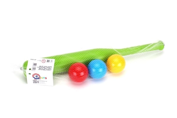Bejzbolska palica 50cm + 3 plastične loptice 2 boje u mrežici