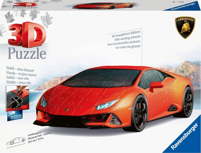 Puzzle 108 dijelova 3D Vozila Lamborghini Huracan Evo Arancio